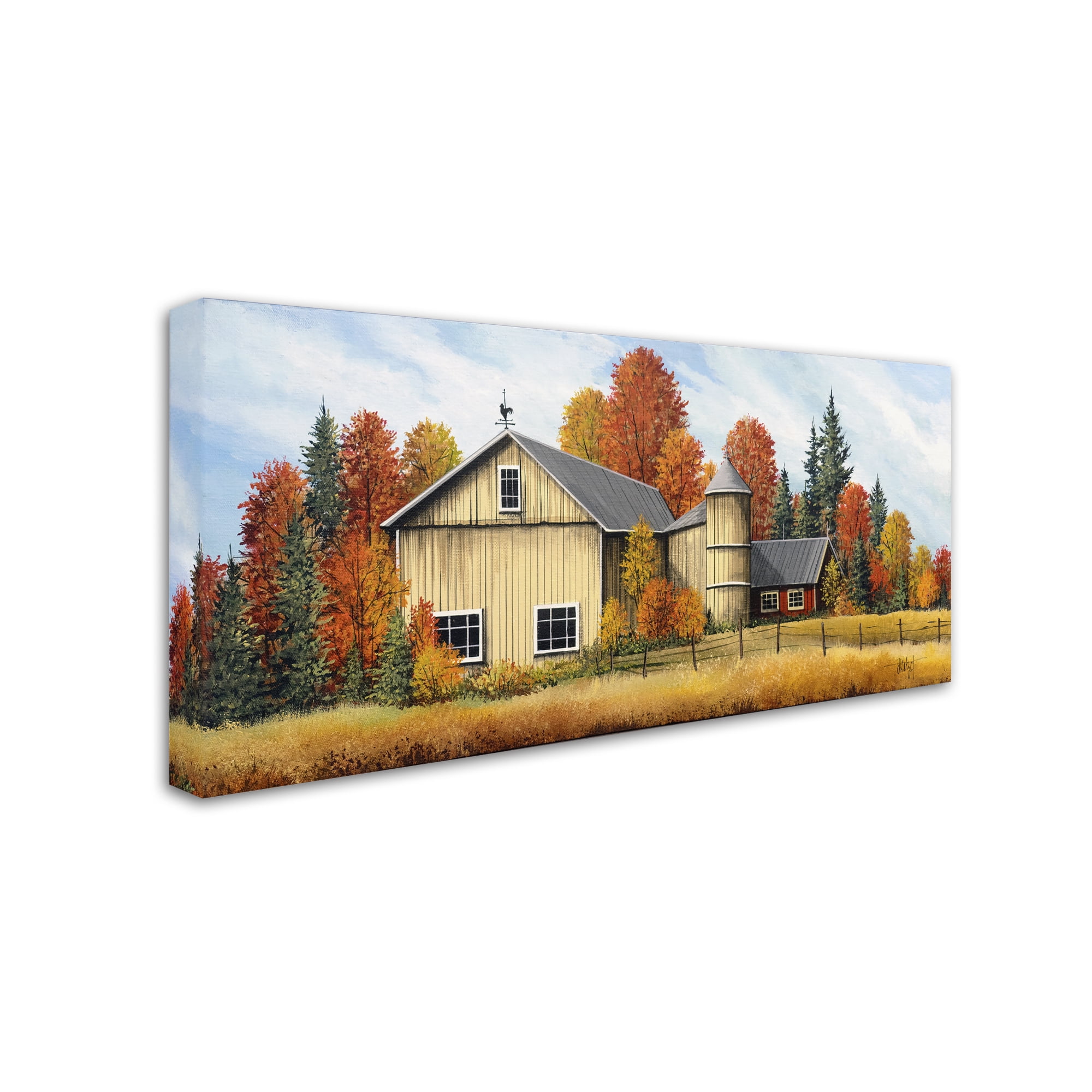Debbi Wetzel Yellow Barn Fall 24"x47" Canvas Art