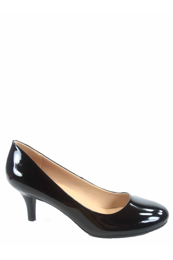 Debbie-32 Women's Fashion Round Toe Low Heel Slip On Pump Dress Shoes ( Black, 6.5 )