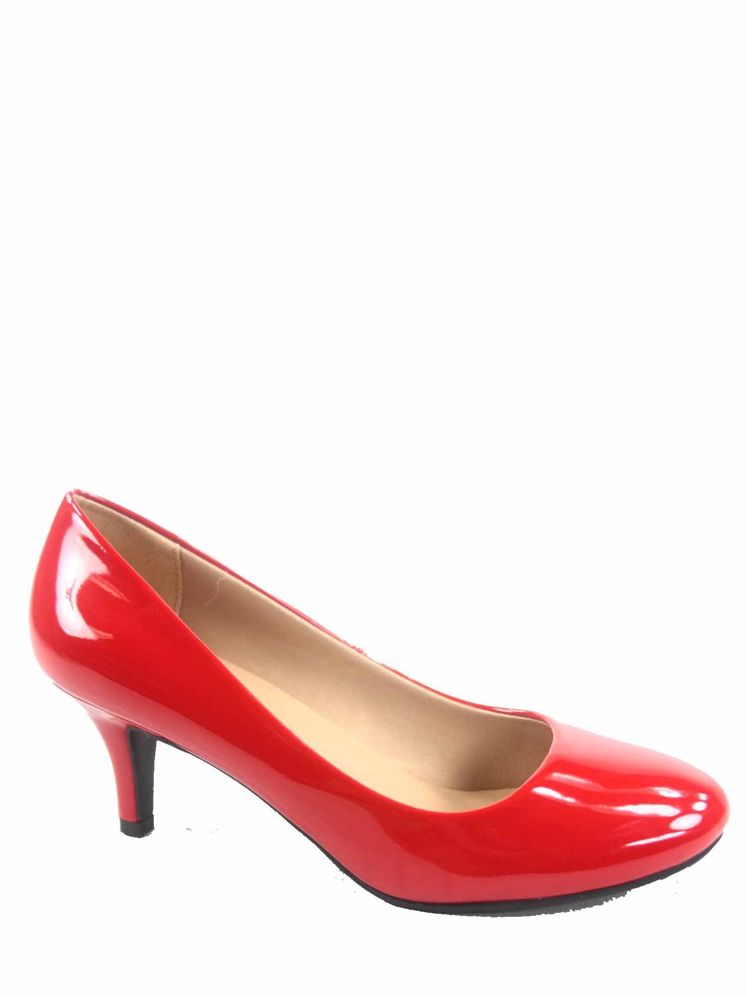 Debbie-32 Women's Fashion Round Toe Low Heel Slip On Pump Dress Shoes ( Red, 7 )