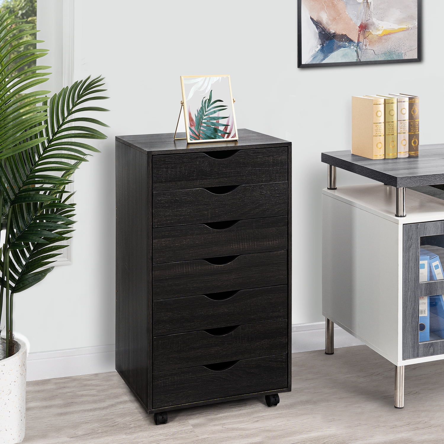 Debbie 7 Drawer Office Storage File Cabinet on Wheels Mobile