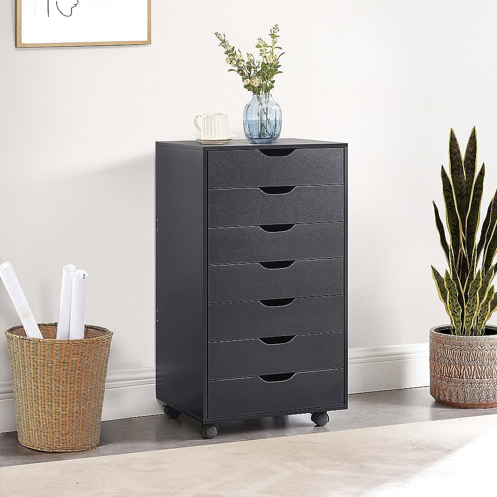 Debbie 7Drawer Office Storage File Wheels, Mobile Under Desk Filing Drawer Unit, Craft