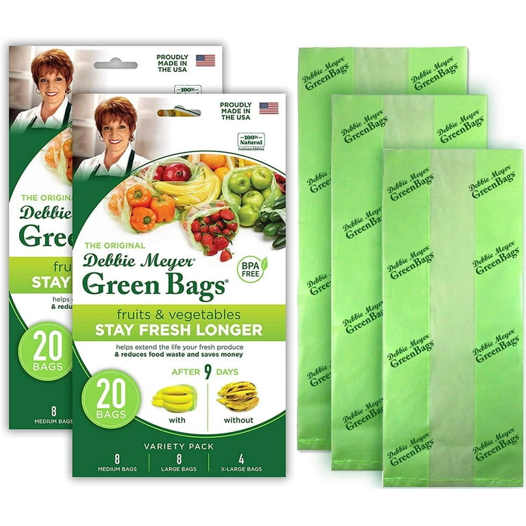 Debbie Meyer GreenBags, Keeps Fruits, Vegetables, and Cut Flowers, Fresh  Longer, 40-Pack