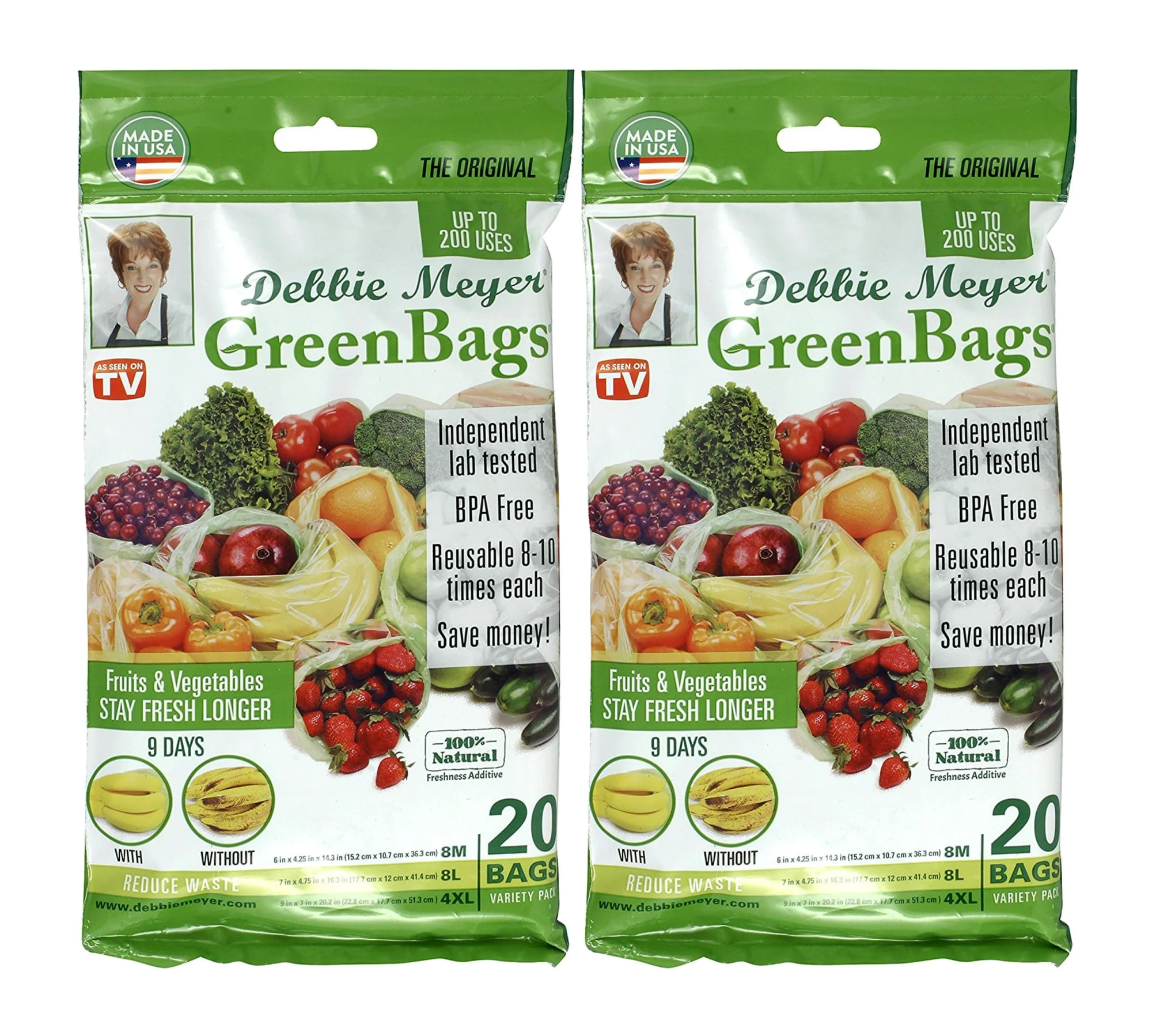 NEW Debbie Meyer Green Bags Variety Package of 20-Medium Large REUSABLE