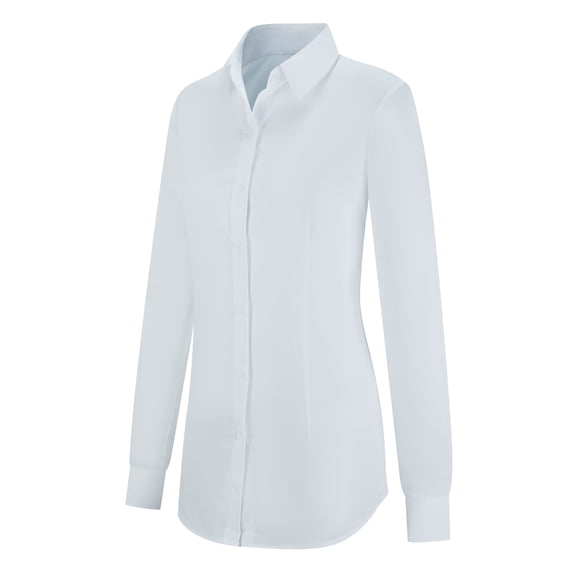 Debbie and Kimberly Women's Classic Button-Down Blouse Formal Work Dress Fitted Shirts Collared Long Sleeve Business Top