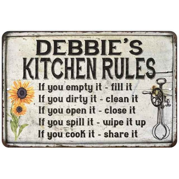 Debbie's Kitchen Rules Chic Sign Vintage Decor 12x18 Metal Sign 112180032144