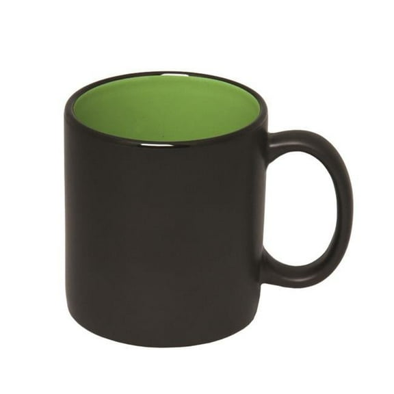 Debco CM2414 C Tone 450 ml 15 oz C Handle Two Tone Mug - Black / Lime Green
