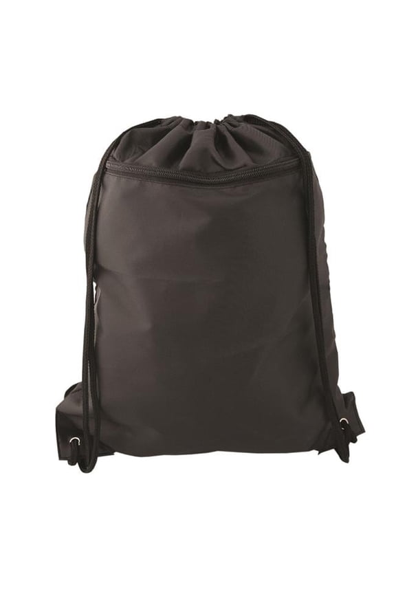 P5978 Silver Metal Grommets Drawstring Backpack - Black