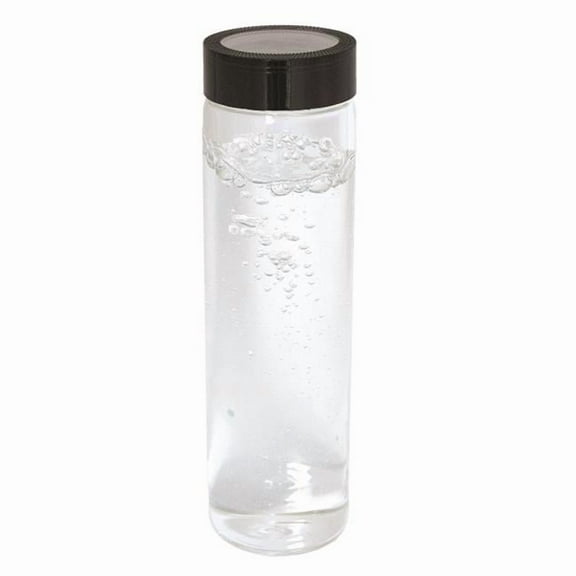 Debco WB1503 600 ml 20 oz Single Wall Glass Bottle - Clear Glass Bottle / Black Lid