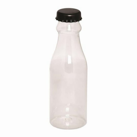 Debco WB8283 650 ml 22 oz Soda / Pop Shaped Tritan Bottle - Clear / Black