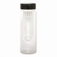 thumbnail image 1 of Debco WB8437 500 ml 17 oz Water Bottle with Fruit Infuser - Clear Glass Bottle / Black Lid, 1 of 1