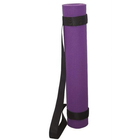 Debco YM8704 Yoga Mat with Strap Purple Mat Black Strap