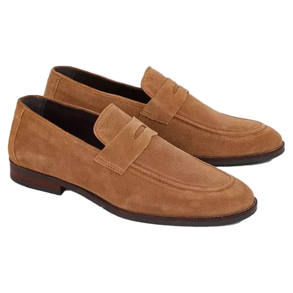 Debenhams Mens Perforated Suede Penny Loafers