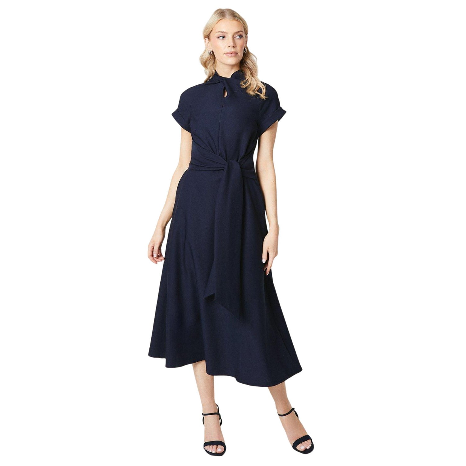 Debenhams Womens Twist Neck Fitted And Flared Midi Dress - Walmart.com
