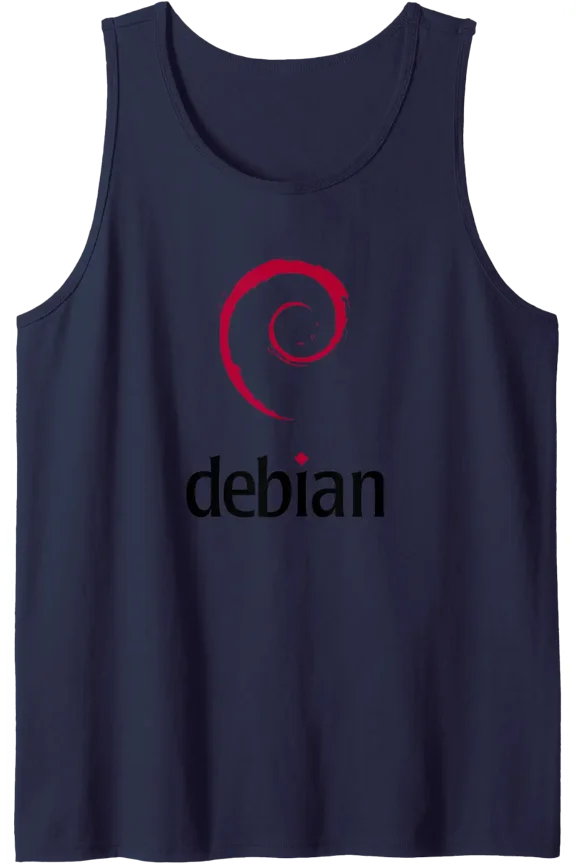 Debian Word Logo Spiral Swirl Linux Os Tank Top Size S-3XL