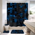thumbnail image 1 of NEWEEN 4 Pcs Bathroom Shower Curtain Set,Durable Bathroom Decor Set with Rugs(Bath Mat,U Shape and Toilet Lid Cover Mat) and 12 Hooks, 3D Cubes Modern Bathroom Sets, 1 of 6