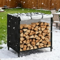 Debonair 4ft Firewood Rack Cover, Heavy Duty 600D Oxford Outdoor Storage Wood Rack Cover with Buckle, Snow-proof Firewood Rack Cover with Storage Bag, 4 Ft ×2 Ft × 3.4 Ft