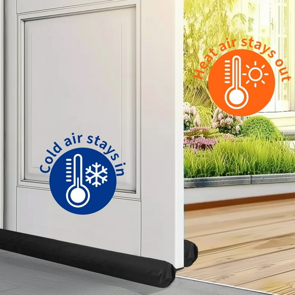 Debonair Door Draft Stopper Door Sweep Weather Stripping Noise Blocker Window Breeze Blocker Adjustable Door Sweeps, Black