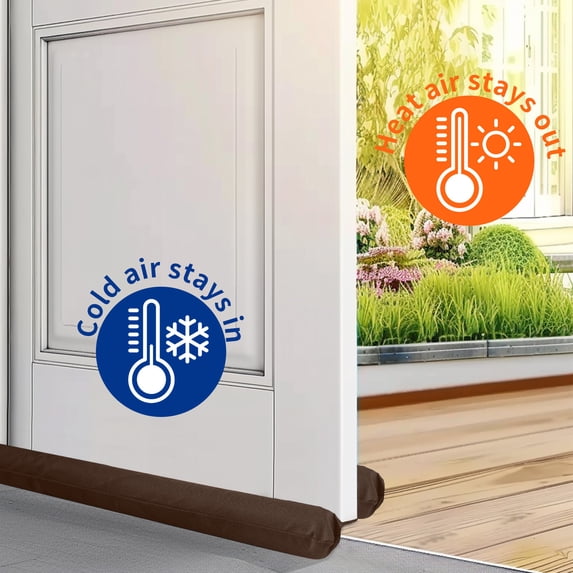 Debonair Door Draft Stopper Door Sweep Weather Stripping Noise Blocker Window Breeze Blocker Adjustable Door Sweeps, Brown