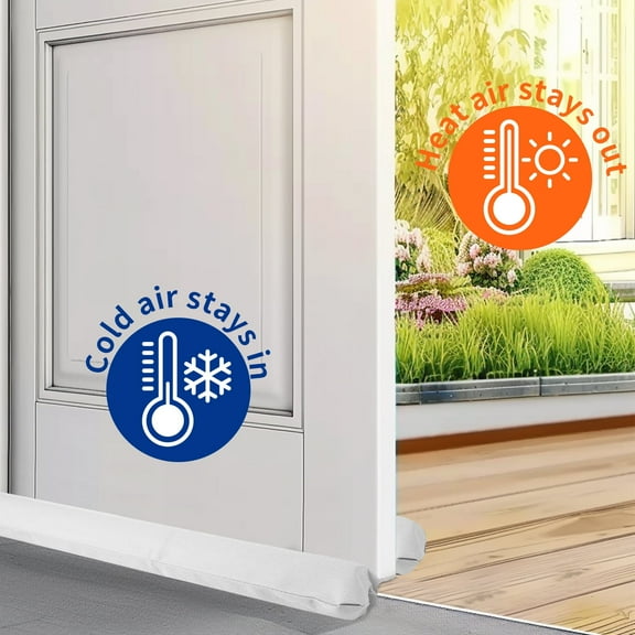 Debonair Door Draft Stopper Door Sweep Weather Stripping Noise Blocker Window Breeze Blocker Adjustable Door Sweeps, Whtie
