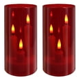 thumbnail image 1 of Debonair Flameless 3 Wicks LED Candles Set of 2 Acrylic Glass Pillars Battery Operated Flickering Candles for Home Decor Wedding Festival Cafe Restaurant Decor（5.9" x 2.7"）, 1 of 10