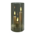 thumbnail image 1 of Debonair Flameless 3 Wicks LED Candles Set of 1 Acrylic Glass Pillars Battery Operated Flickering Candles for Home Decor Wedding Festival Cafe Restaurant Decor（5.9" x 2.7"）, 1 of 9