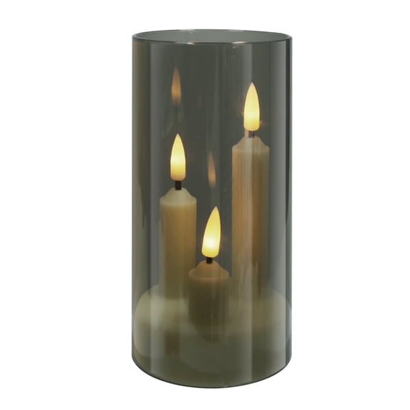 Debonair Flameless 3 Wicks LED Candles Set of 1 Acrylic Glass Pillars Battery Operated Flickering Candles for Home Decor Wedding Festival Cafe Restaurant Decor（5.9" x 2.7"）