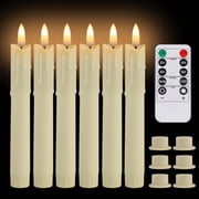 Debonair Flameless Taper Candles Flickering with Remote Timer, Battery Operated Led Warm 3D Wick Dripping-Wax Light Window Ivory Fake Candlesticks with Holder, Christmas Home Wedding Decor0.7X6.6