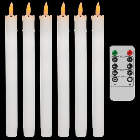 Debonair Flameless Taper Candles Flickering with Remote Timer, Battery Operated Led Warm 3D Wick Dripping-Wax Light Window White Fake Candlesticks, Christmas Home Wedding Decor(0.7X10.6Inch)