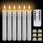 Debonair Flameless Taper Candles Flickering with Remote Timer, Battery Operated Led Warm 3D Wick Dripping-Wax Light Window White Fake Candlesticks with Holder, Christmas Home Wedding Decor(0.7X6.6)