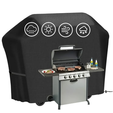 Debonair Gas Grill Cover 58 inch, Heavy Duty Waterproof BBQ Cover for Backyard Grills up to 56 inch Width, Tear and Fade Resistant, Black