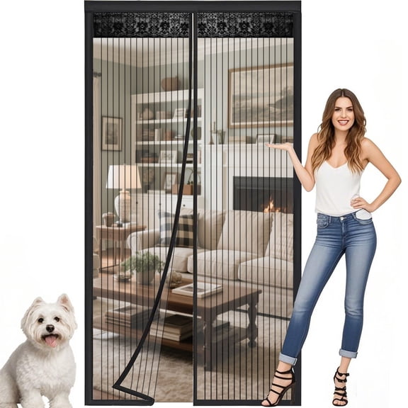 Debonair Magnetic Screen Door - Self Sealing, Heavy Duty, Hands Free Mesh Partition Keeps Bugs Out - Pet and Kid Friendly - 38 Inch x 83 Inch