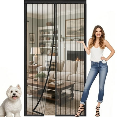 Debonair Magnetic Screen Door - Self Sealing, Heavy Duty, Hands Free Mesh Partition Keeps Bugs Out - Pet and Kid Friendly - 38 Inch x 83 Inch
