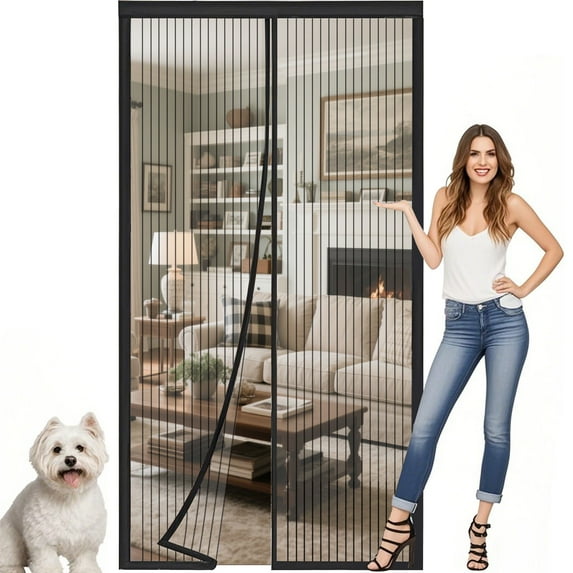 Debonair Magnetic Screen Door - Self Sealing, Heavy Duty, Hands Free Mesh Partition Keeps Bugs Out - Pet and Kid Friendly - 38 Inch x 83 Inch