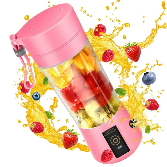 Debonair Portable Blender USB Rechargeable Personal Juicer Cup Small Fruit Juice Mixer for Shakes and Smoothies 350ML Capacity- Pink