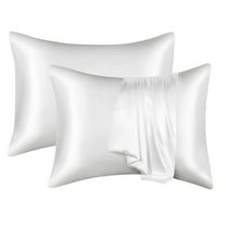 Debonair Satin Pillow Case, 2 Pack Satin Queen Silk Pillowcase for Hair and Skin, 20x30, White