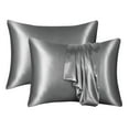 thumbnail image 1 of Debonair Satin Pillow Case, 2 Pack Satin Standard Silk Pillowcase for Hair and Skin, 20x26, Dark Gray, 1 of 7