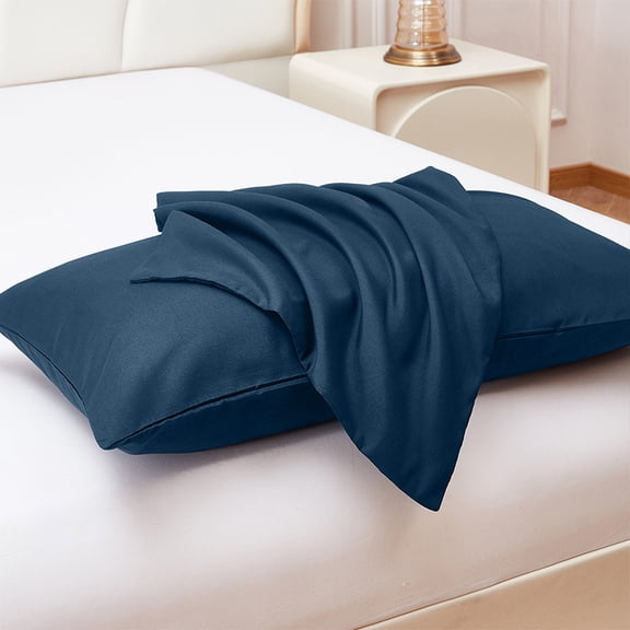 Debonair 1800 Count Double Brushed Microfiber Envelope Pillowcases Set of 2 (Standard 20" X 25", Navy Blue)