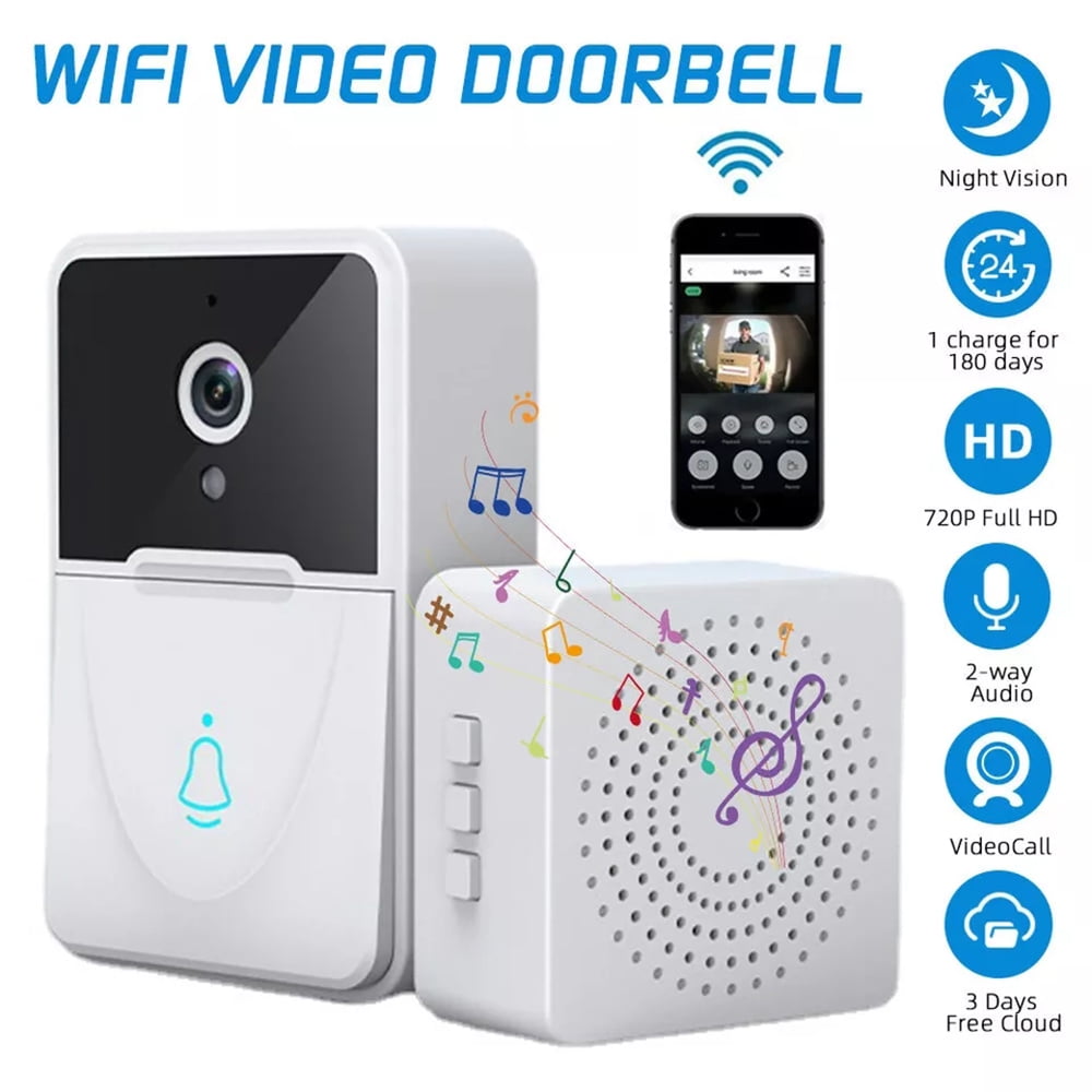 Debonair Smart Wireless Camera Doorbell with Chime 1080P HD, Human Motion Detection, 2.4G Wi-Fi, Night Vision, Free Cloud Storage, 2-Way Audio, for iOS & Android Phone (Not support 5G Wi-Fi)