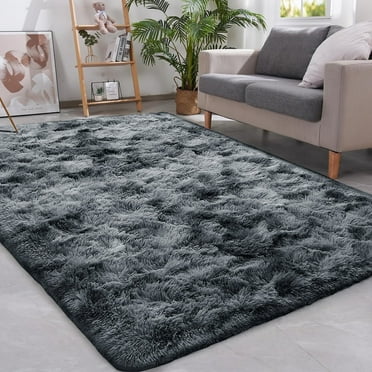 Debonair Super Soft Shaggy Rugs Fluffy Carpets 5x8 Feet Indoor Modern Plush Area Rugs for Living Room Bedroom Home Decor Upgrade Anti-Skid Rectangular Fuzzy Rug, Dark Grey