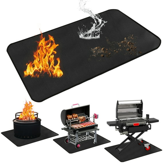Debonair Thickened 48x36 inches Under Grill Mat for Outdoor Grill,Double-Sided Fireproof Grill Pad for Fire Pit,Indoor Fireplace Mat Fire Pit Mat,Oil-Proof Waterproof BBQ Protector for Deck and Patio