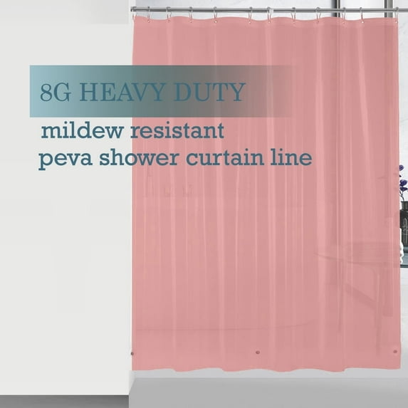 Debonair Waterproof PEVA Bathroom Shower Curtain Liner With Weighted Bottom - 72" x 72" ,Pink