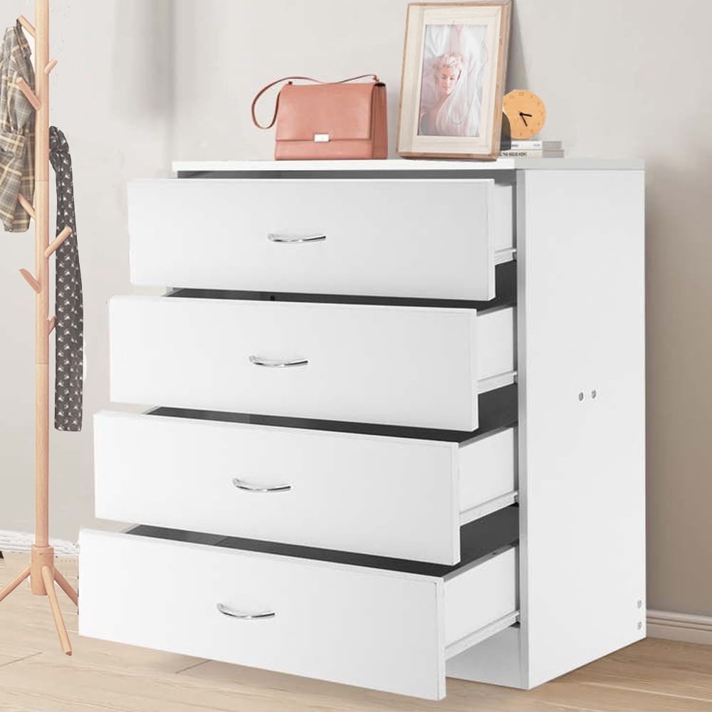 Cute White Dresser with 4 Drawer & Cupboard, Entryway, Cabinet Storage For Home Bedroom Bathroom main image 1