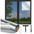 thumbnail image 1 of Debonair Window Privacy Film One Way Window Tint for Home, Removable Reflective Heat Sun Blocking Anti UV Glass Door Covering, Mirror Tinting Film House Office, 17.5 in X 6.5 Feet, Silver, 1 of 9