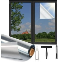 Debonair Window Privacy Film One Way Window Tint for Home, Removable Reflective Heat Sun Blocking Anti UV Glass Door Covering, Mirror Tinting Film House Office, 17.5 in X 6.5 Feet, Silver