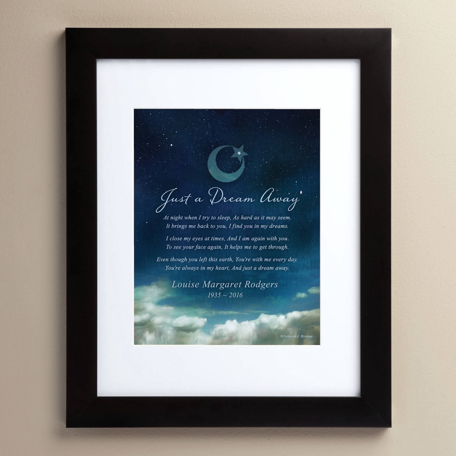 Deborah Birdoes Just A Dream Away Personalized 11" x 14" Canvas Framed or Unframed