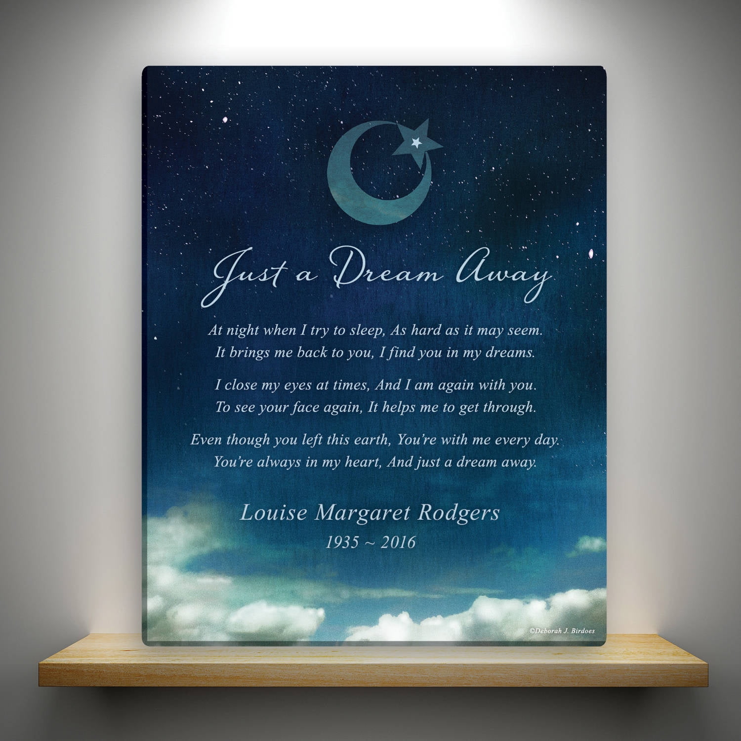 Deborah Birdoes Just A Dream Away Personalized 11" x 14" Canvas Framed or Unframed