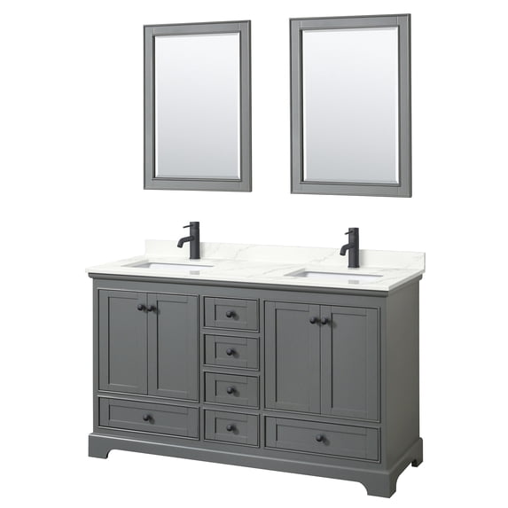 Wyndham Collection WCS202060DGBGTUNSM24 Deborah 60" Free Standing Double Basin Vanity Set