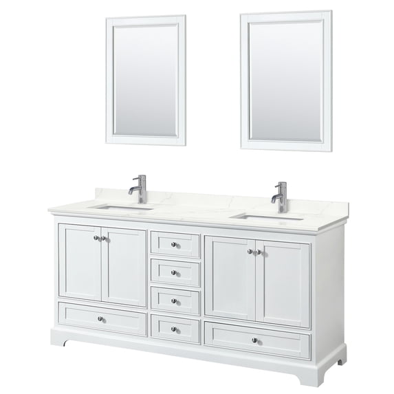 Wyndham Collection WCS202072DWHGTUNSM24 Deborah 72" Free Standing Double Basin Vanity Set