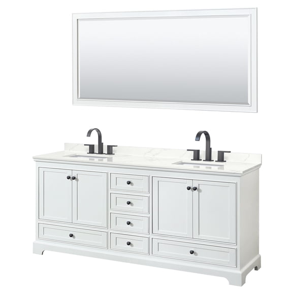 Wyndham Collection WCS202080DWBGTUS3M70 Deborah 80" Free Standing Double Basin Vanity Set