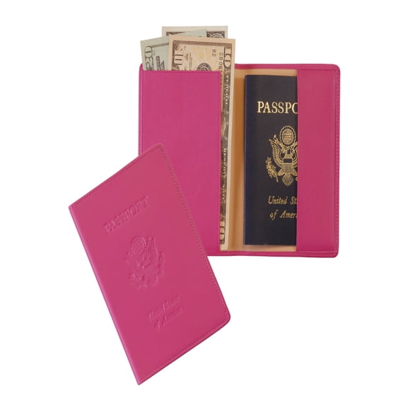 Debossed RFID Blocking Passport Jacket - Wildberry